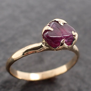 Sapphire Pebble candy purple polished 18k yellow gold Solitaire gemstone ring 2666