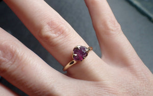 Sapphire tumbled purple tumbled yellow 18k gold Solitaire gemstone ring 2666