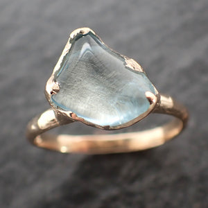 aquamarine pebble candy polished 14k yellow gold solitaire gemstone ring 2670 Alternative Engagement