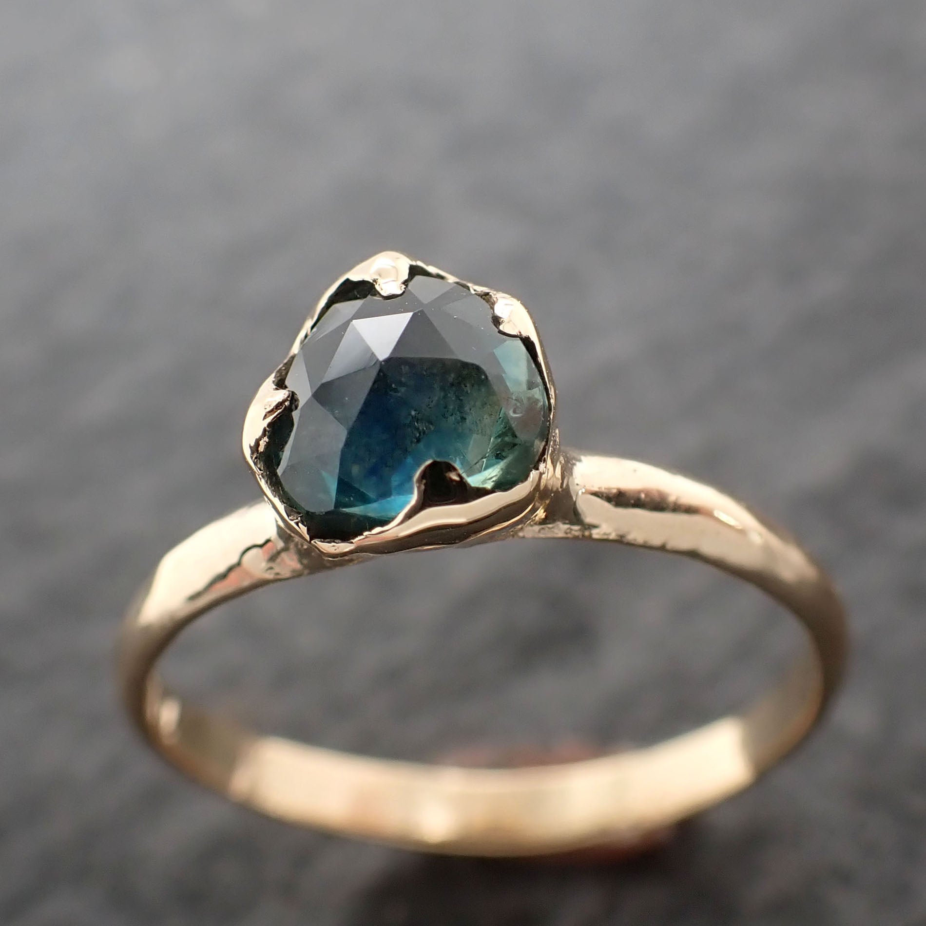 fancy cut montana blue sapphire 18k yellow gold solitaire ring gold gemstone engagement ring 2672 Alternative Engagement