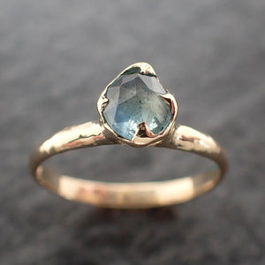 Fancy cut Montana blue green Sapphire 18k Yellow gold Solitaire Ring Gold Gemstone Engagement Ring 2676