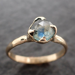 fancy cut montana blue green sapphire 18k yellow gold solitaire ring gold gemstone engagement ring 2677 Alternative Engagement