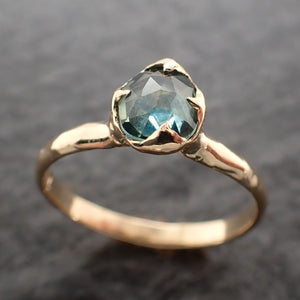 Fancy cut Montana blue green Sapphire 18k Yellow gold Solitaire Ring Gold Gemstone Engagement Ring 2678