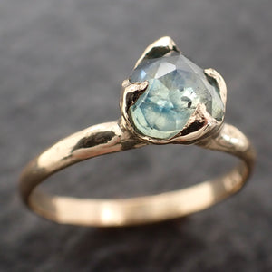 fancy cut montana blue green sapphire 18k yellow gold solitaire ring gold gemstone engagement ring 2679 Alternative Engagement