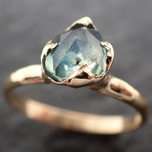 fancy cut montana blue green sapphire 18k yellow gold solitaire ring gold gemstone engagement ring 2679 Alternative Engagement