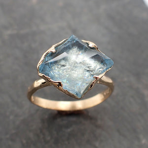 partially faceted aquamarine solitaire ring 18k gold custom one of a kind gemstone ring bespoke byangeline 2381 Alternative Engagement