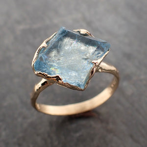 Partially faceted Aquamarine Solitaire Ring 18k gold Custom One Of a Kind Gemstone Ring Bespoke byAngeline 2381