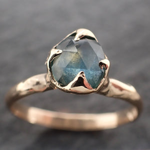 Fancy cut Montana blue green Sapphire 18k Yellow gold Solitaire Ring Gold Gemstone Engagement Ring 2681