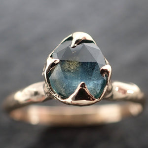 Fancy cut Montana blue green Sapphire 18k Yellow gold Solitaire Ring Gold Gemstone Engagement Ring 2681