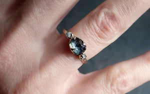 Montana Sapphire Partially Faceted Multi stone Rough Diamond 18k White Gold Engagement Ring Wedding Ring Custom Gemstone Ring Three stone 2377