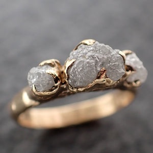 Raw Rough Diamond Engagement Stacking Multi stone Wedding anniversary 14k Gold Ring Rustic 2699