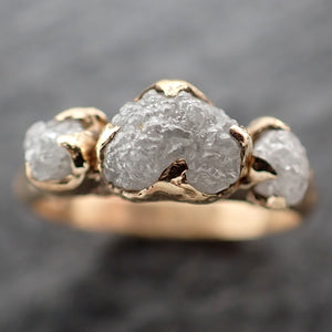 Raw Rough Diamond Engagement Stacking Multi stone Wedding anniversary 14k Gold Ring Rustic 2699