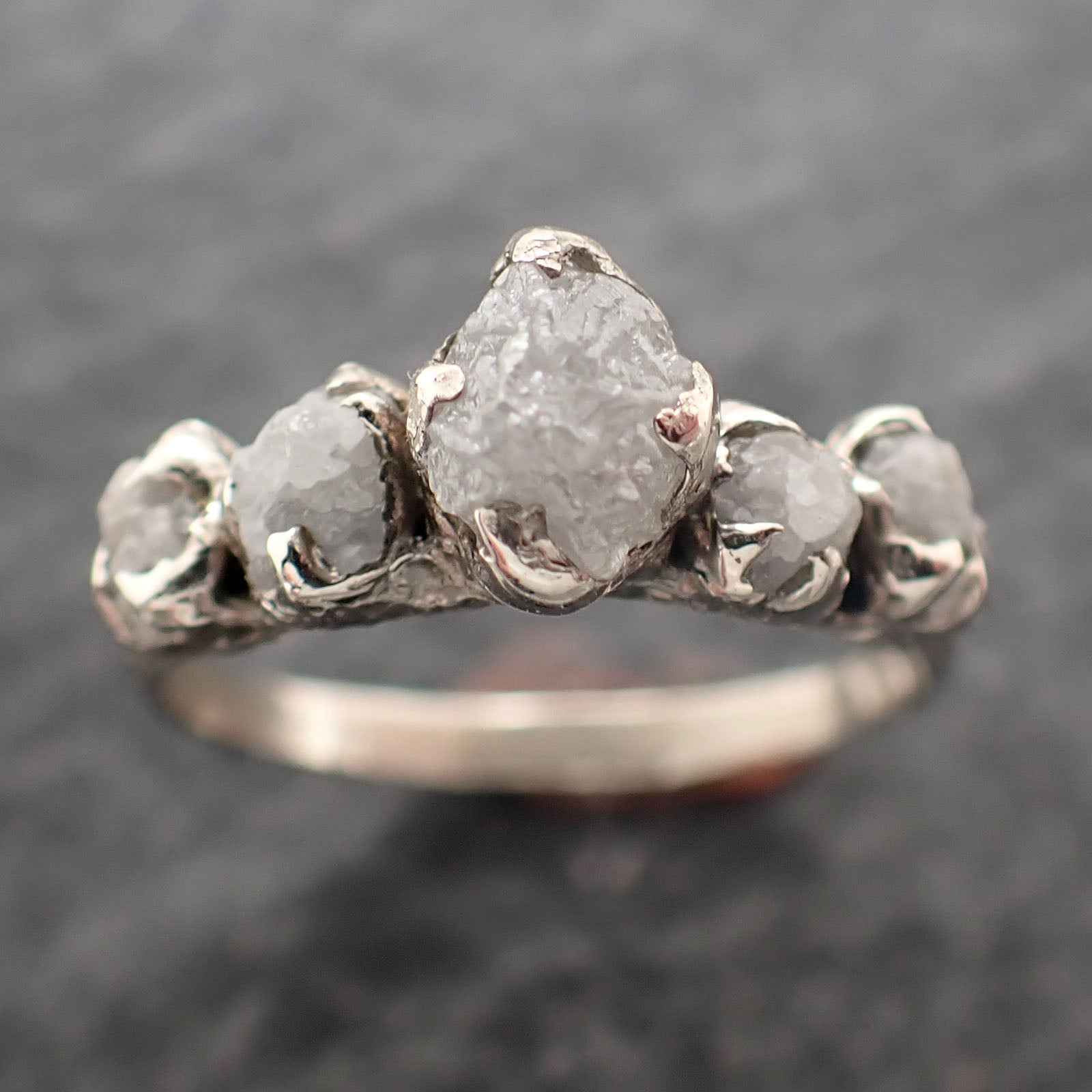 Custom Raw Diamond White gold Engagement Wedding Ring byAngeline 2700