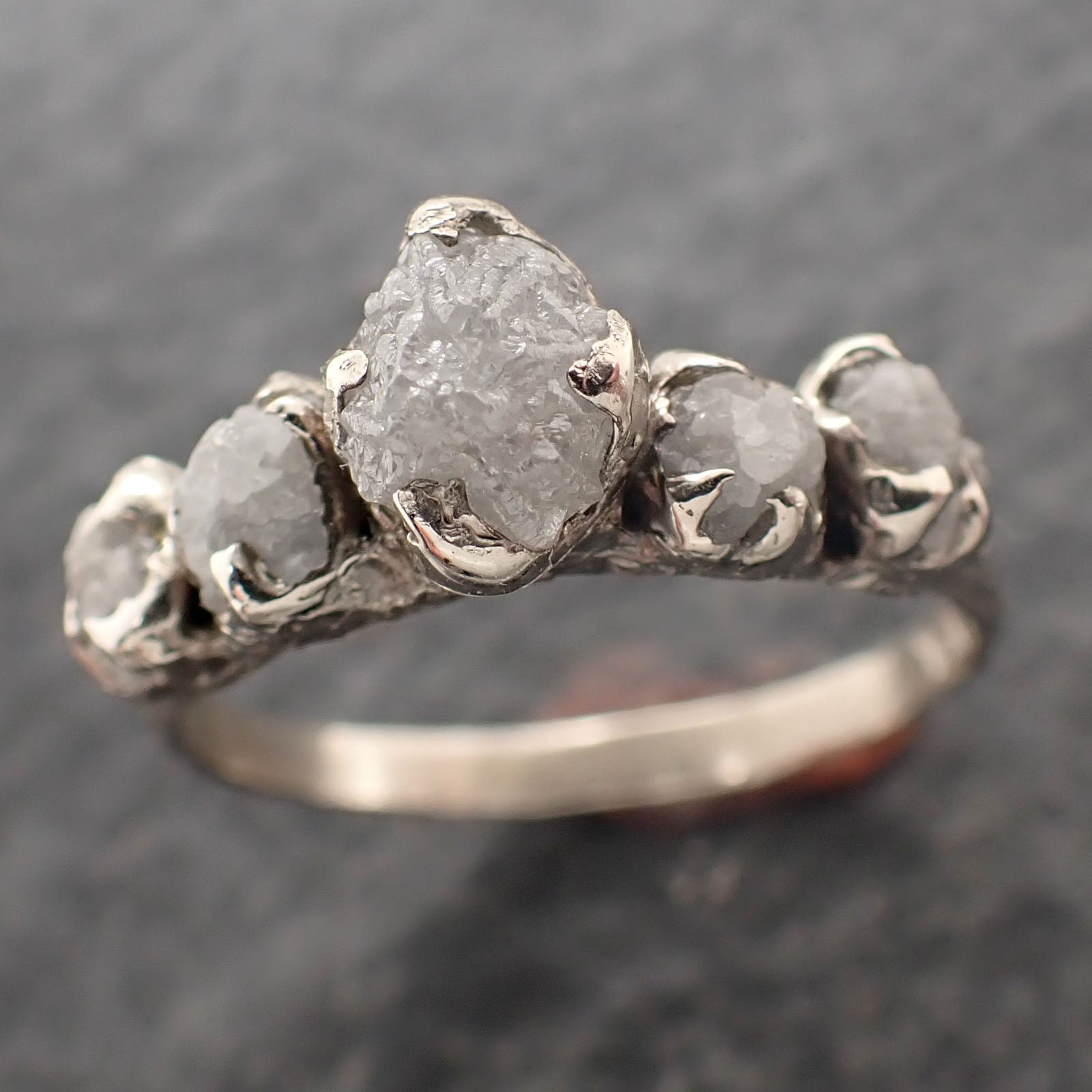 Custom Raw Diamond White gold Engagement Wedding Ring byAngeline 2700
