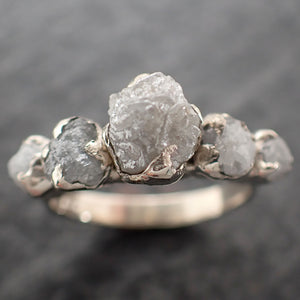 Custom Raw Diamond White gold Engagement Wedding Ring byAngeline 2701