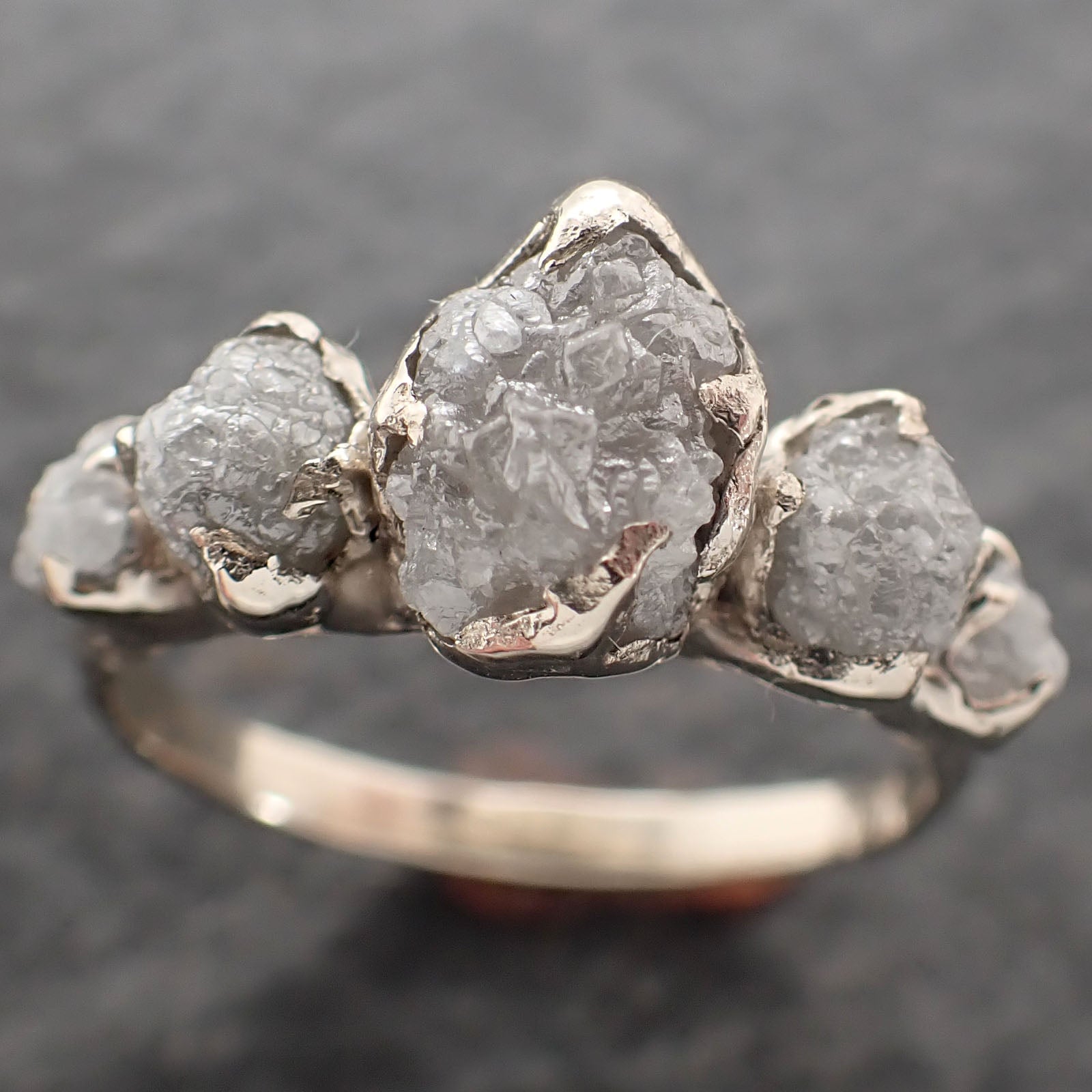 Custom Raw Diamond White gold Engagement Wedding Ring byAngeline 2702