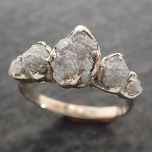 Custom Raw Diamond White gold Engagement Wedding Ring byAngeline 2702