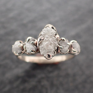 Custom Raw Diamond White gold Engagement Wedding Ring byAngeline 2703