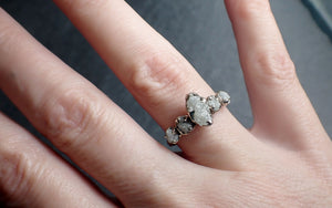Custom Raw Diamond White gold Engagement Wedding Ring byAngeline 2703