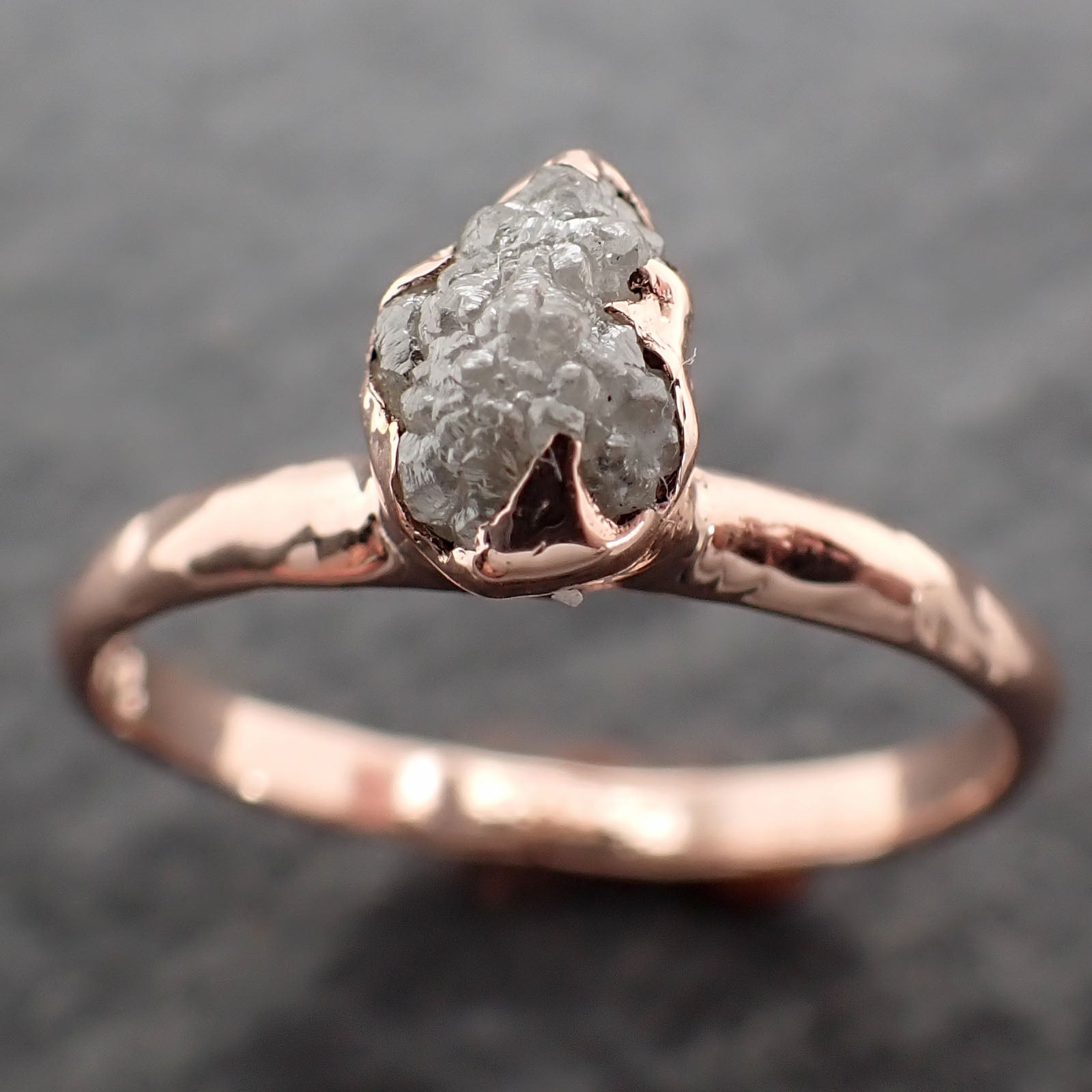 Raw Rough UnCut Diamond Engagement Ring Rough Diamond Solitaire Recycled 14k Rose gold Conflict Free Diamond Wedding Promise byAngeline 2704