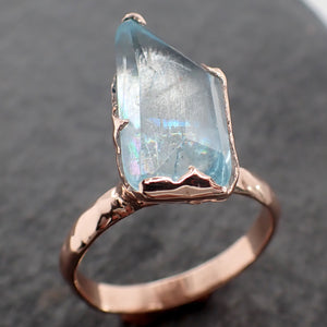 Partially faceted Aquamarine Solitaire Ring 14k Rose gold Custom One Of a Kind Gemstone Ring Bespoke byAngeline 2686