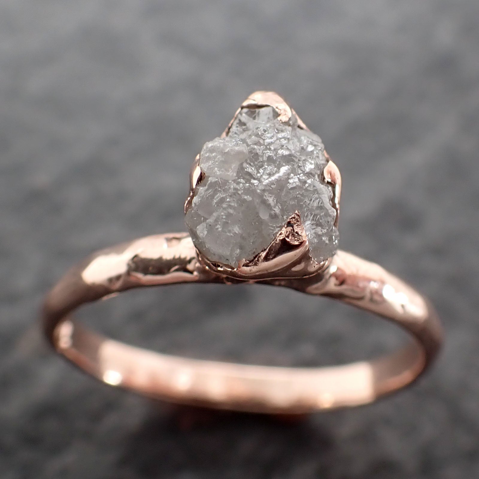 Raw Rough UnCut Diamond Engagement Ring Rough Diamond Solitaire Recycled 14k Rose gold Conflict Free Diamond Wedding Promise byAngeline 2706