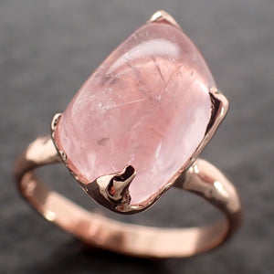 Morganite Pebble candy polished Rose 14k Rose gold Solitaire gemstone ring 2687