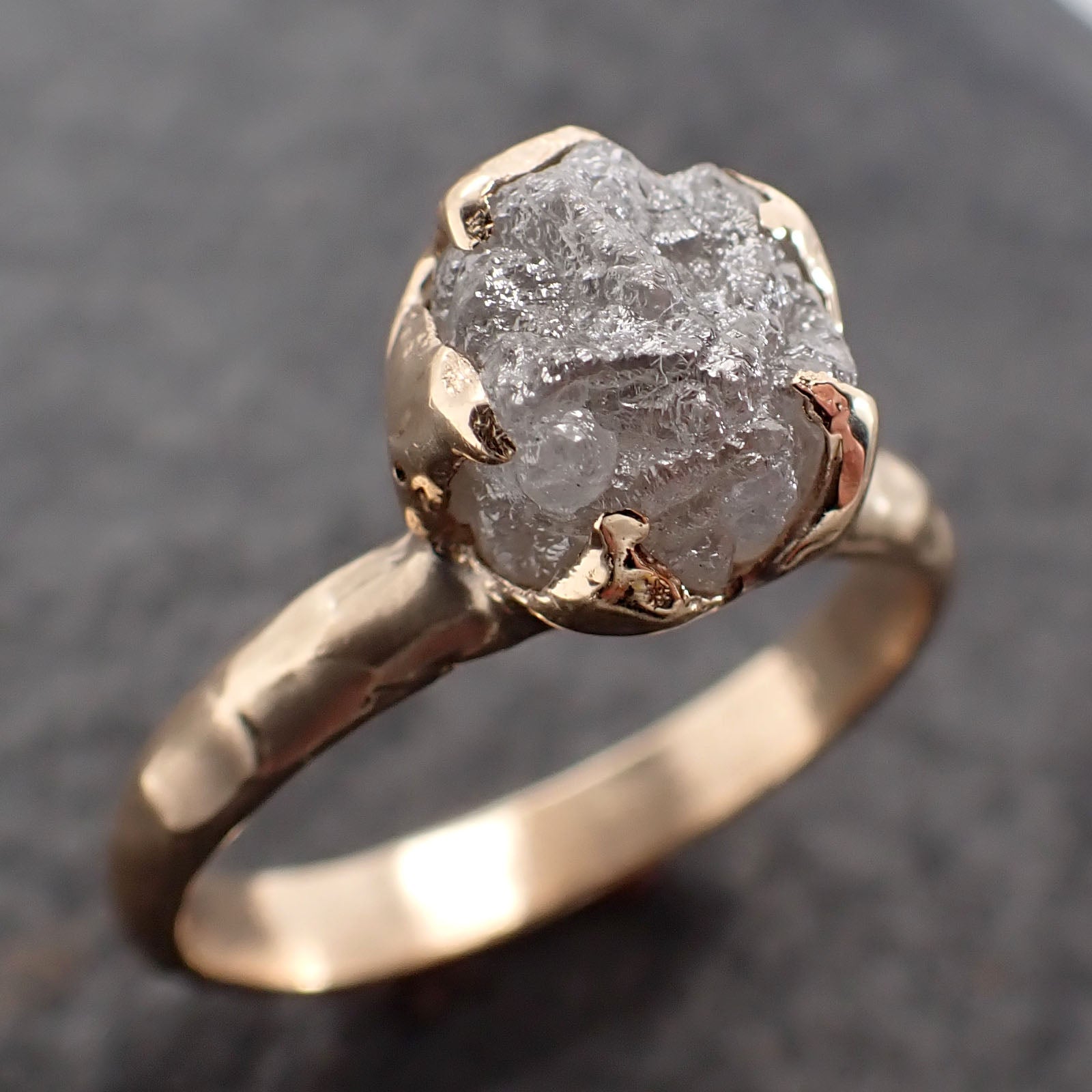 Raw Diamond Engagement Ring Rough Uncut Diamond Solitaire Recycled 14k yellow gold Conflict Free Diamond Wedding Promise 2708
