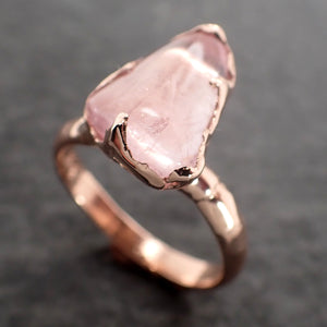 Morganite Pebble candy polished Rose 14k Rose gold Solitaire gemstone ring 2688