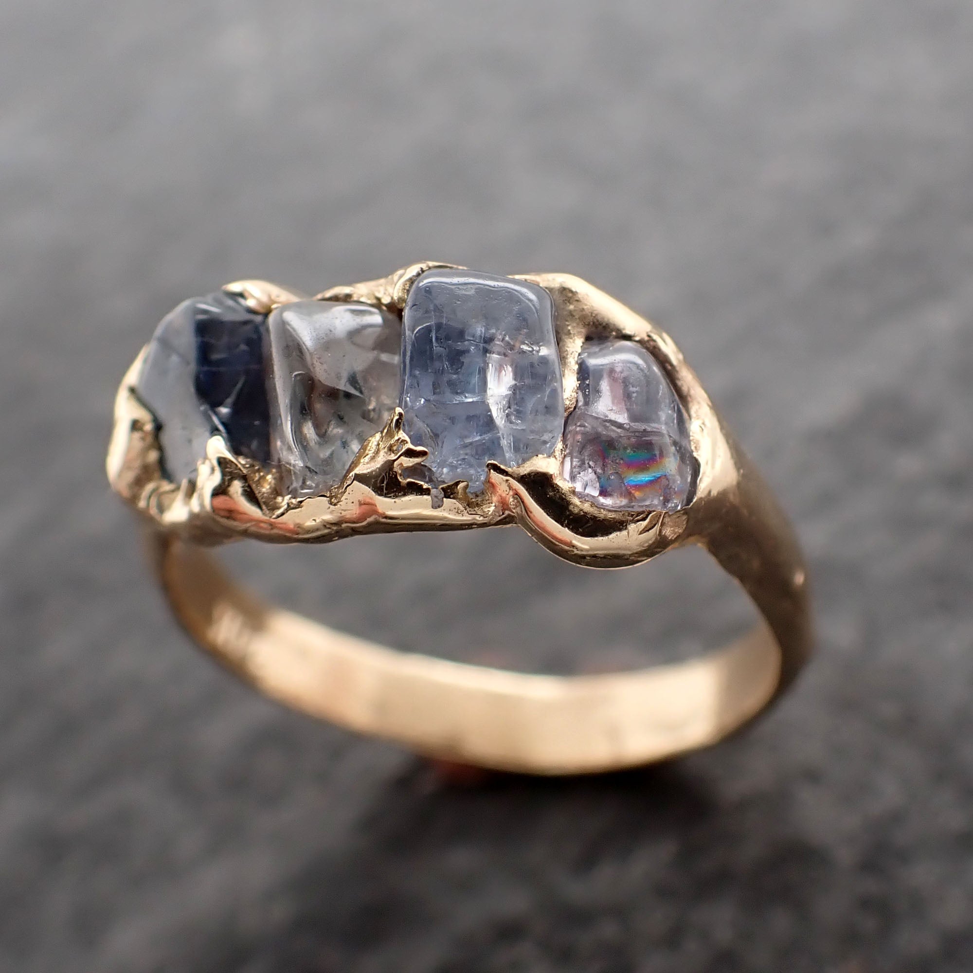 sapphire pebble candy blue polished 14k yellow gold gemstone band 2722 Alternative Engagement