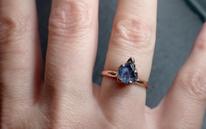Sapphire tumbled 14k Rose gold Solitaire gemstone ring 2710