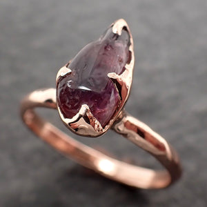 sapphire pebble ruby red candy polished 14k rose gold solitaire gemstone ring 2712 Alternative Engagement