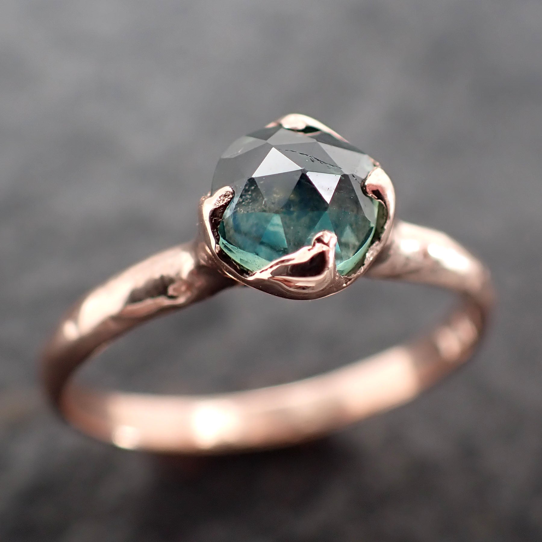Fancy cut Montana blue green Sapphire Rose gold Solitaire Ring Gold Gemstone Engagement Ring 2714