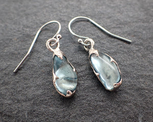 Aquamarine Pebble Candy earrings dangle white 14k 2717