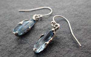 Aquamarine Pebble Candy earrings dangle white 14k 2718