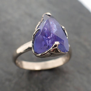 Fancy cut Tanzanite Crystal Solitaire 18k recycled White Gold Ring Gemstone Tanzanite stacking cocktail statement byAngeline 2388