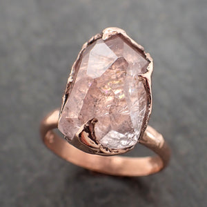 Morganite partially faceted 14k Rose gold solitaire Pink Gemstone Cocktail Ring Statement Ring gemstone Jewelry by Angeline 2392