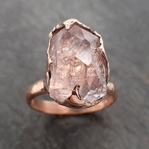 morganite partially faceted 14k rose gold solitaire pink gemstone ring statement ring gemstone jewelry by angeline 2392 Alternative Engagement