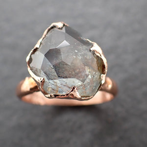 partially faceted ice blue sapphire solitaire 14k rose gold engagement ring wedding ring custom one of a kind gemstone ring 2396 Alternative Engagement