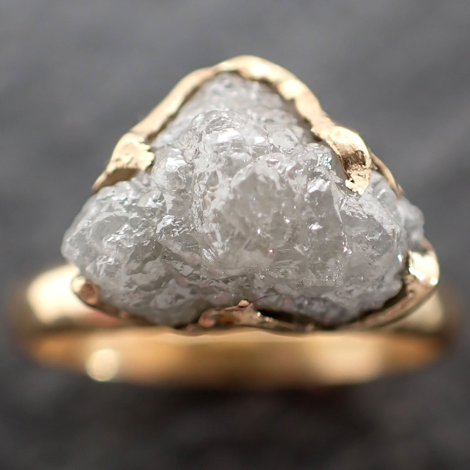 Raw Diamond Solitaire Engagement Ring 18k Yellow Gold Stacking Rough Diamond byAngeline 2736