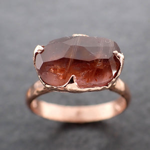 Partially Faceted Sapphire 14k rose Gold Engagement Ring Wedding Ring Custom One Of a Kind Gemstone Ring Solitaire 2402