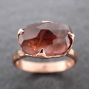 Partially Faceted Sapphire 14k rose Gold Engagement Ring Wedding Ring Custom One Of a Kind Gemstone Ring Solitaire 2402