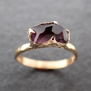 Partially Faceted engagement ring raw purple Spinel 18k Yellow gold Solitaire Ring Gold Gemstone 2399