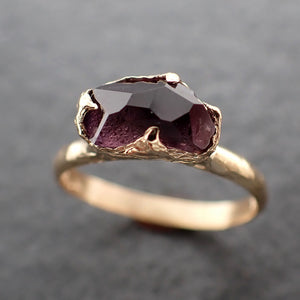 Partially Faceted engagement ring raw purple Spinel 18k Yellow gold Solitaire Ring Gold Gemstone 2399
