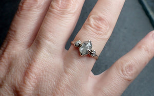 Fancy cut salt and pepper Diamond Multi stone Engagement 14k White Gold Wedding Ring Rough Diamond Ring byAngeline 2729