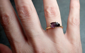 partially faceted engagement ring raw purple spinel 18k yellow gold solitaire ring gold gemstone 2399 Alternative Engagement
