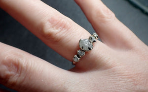 Custom Raw Diamond White gold Engagement Wedding Ring byAngeline 2733