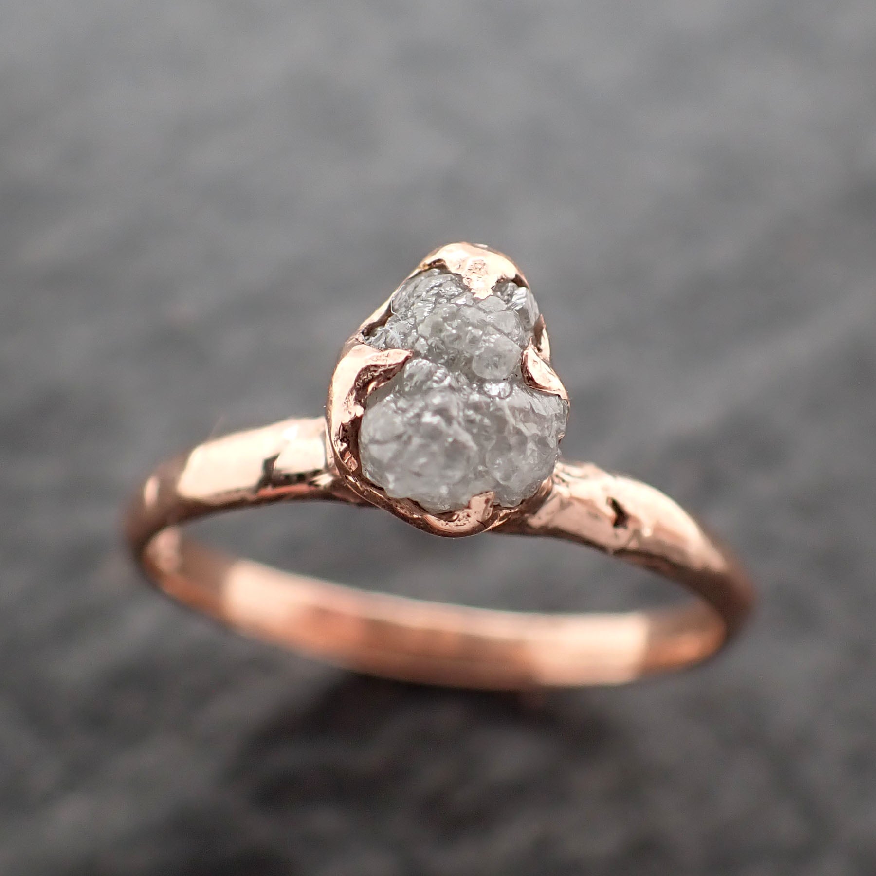 Raw Diamond Engagement Ring Rough Uncut Diamond Solitaire Recycled 14k Rose gold Conflict Free Diamond Wedding Promise 2744