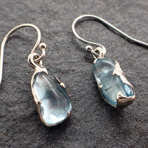 Aquamarine Pebble Candy earrings dangle white 14k 2743
