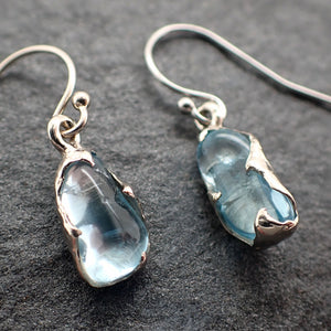Aquamarine Pebble Candy earrings dangle white 14k 2743